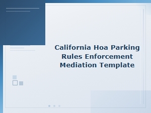 California Hoa Parking Dispute Mediation Template