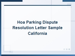 California Hoa Guest Parking Dispute Resolution Letter